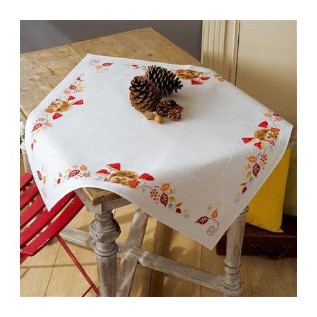Aida tafelkleed kit Egel met paddestoeltjes Art nr. PN-0155619