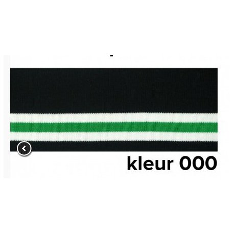 Boord gestreept  zwart met wit en groen 110cm lang en 7cm breed
