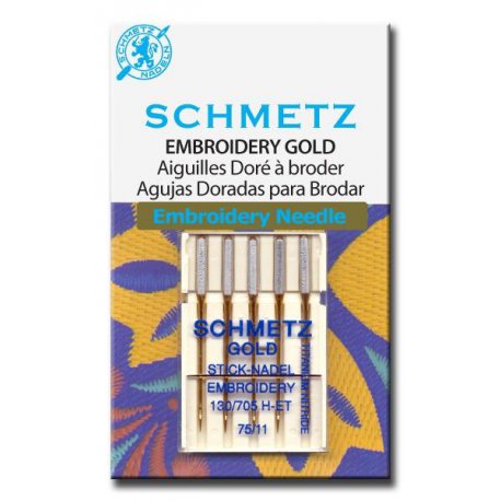 Schmetz Gold Embroidery. In diktes 75 of 90. Pakje 5 naalden.
