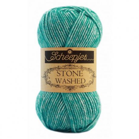 Stone Washed. Pendikte 3-3,5 mm. Kleur 824 Turquoise Scheepjeswol.