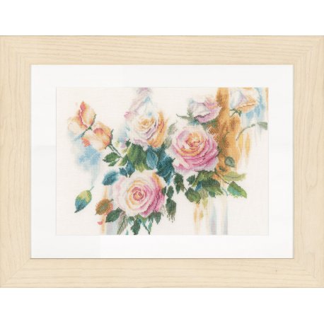 Telpakket kit Licht rose rozenboeket Lanarte