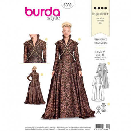 Burda 6398 Jurk Historisch van Brokaat, Jacquard