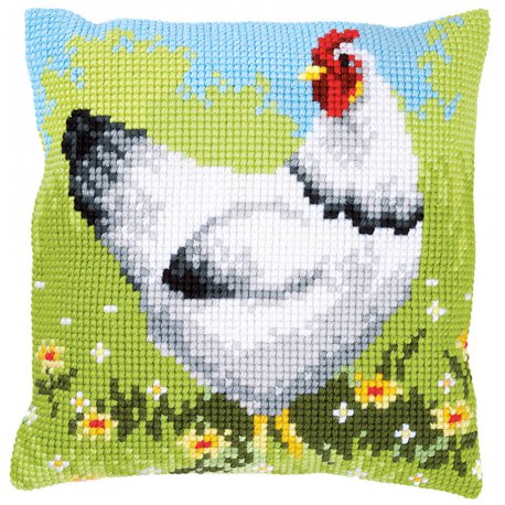 Kruissteekkussen kit Witte kip PN-0157393