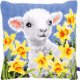 Kruissteekkussen kit Lam met narcissen  PN-0148423