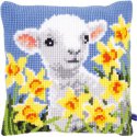 Kruissteekkussen kit Lam met narcissen  PN-0148423