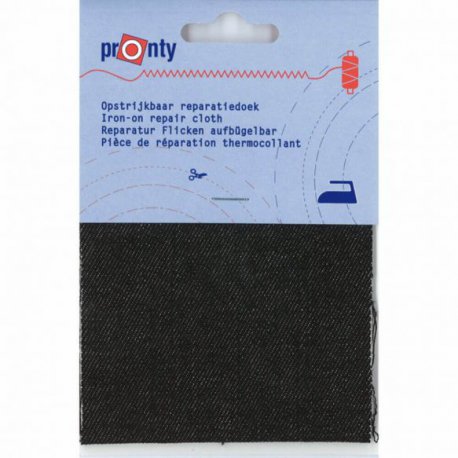 Pronty Reparatiedoek jeans opstrijkbaar 090 zwart