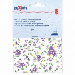 Pronty Reparatiedoek print opstrijkbaar met bloem 10x40cm kleur 008 paars