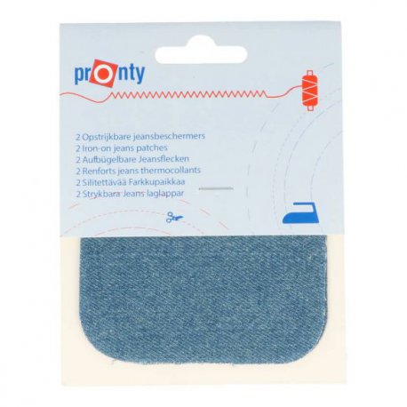 Pronty Kniestukken Jeans opstrijkbaar 2st 075 l blauw