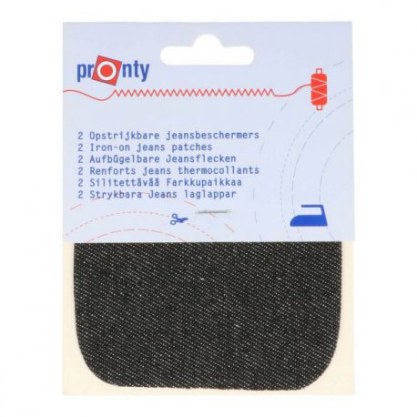 Pronty Kniestukken Jeans opstrijkbaar 2st 090 zwart