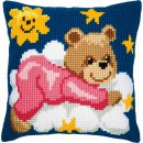 Kruissteekkussen kit Roze beer op wolk  PN-0008574