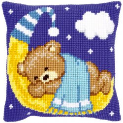 Kruissteekkussen kit Blauw beertje op de maan  PN-0148196