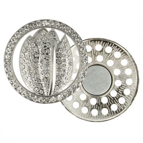 Magnetische broche tulp 45mm  zilver 64265-NI
