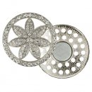3x Magnetische broche bloem 45mm zilver  64263-NI