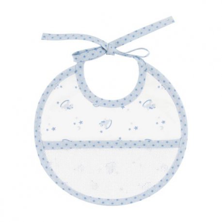 DMC Baby Stars geboorte slabbetje 21x19cm blauw  RS2624-BLAUW