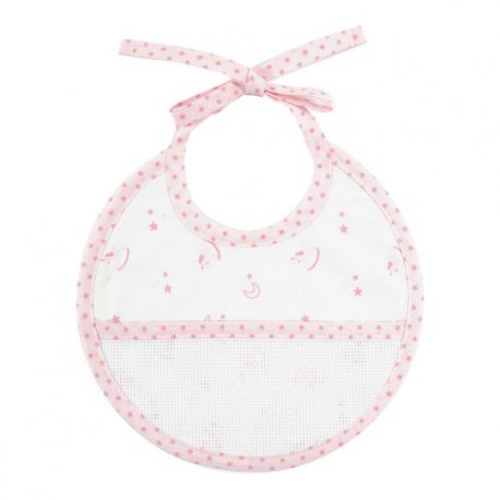 DMC Baby Stars geboorte slabbetje 21x19cm roze RS2624-ROZE