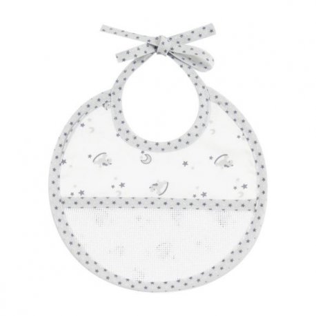 DMC Baby Stars geboorte slabbetje 21x19cm grijs  RS2624-GRIJS