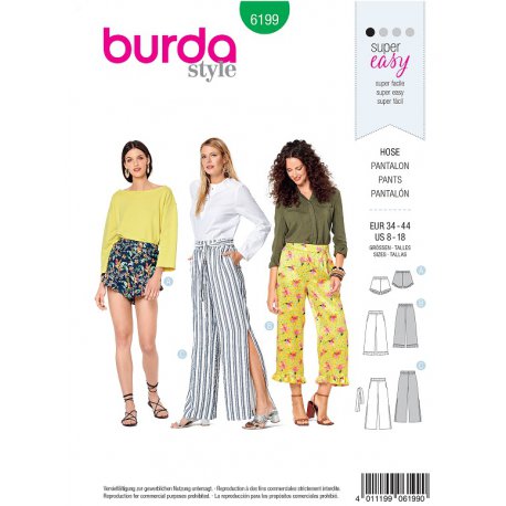 Burda 6199 Broeken Jonge mode