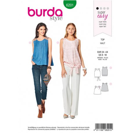 Burda 6201 Tops Jonge mode