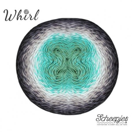 Whirl Scheepjeswol Groen wit zwart 785 Minty Black Velvet