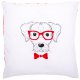 Borduurkussen kit Hond met rode bril