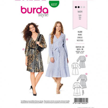 Burda 6237 Jurkjes van Viscose, Crepe of Katoen