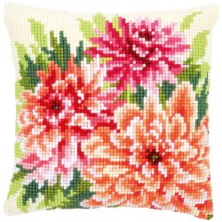 Kruissteekkussen kit Roze dahlia's  PN-0149796