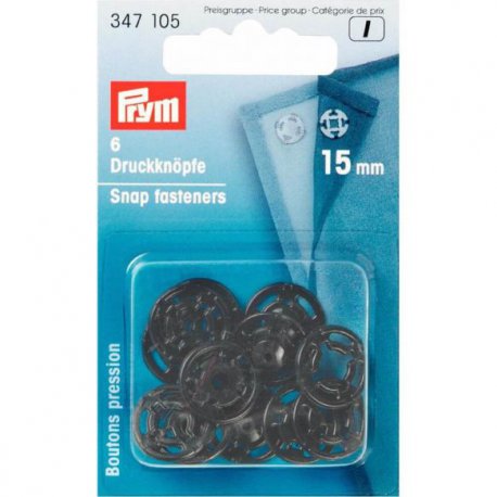 Prym Aannaaidrukknoop kunststof rond 15.00mm zwart