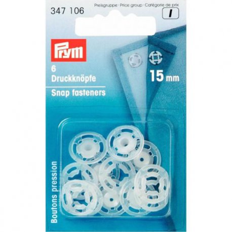 Prym Aannaaidrukknoop kunststof rond 15.00mm trans.