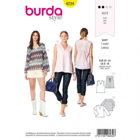 Burda 6234 Shirt van viscose crepe of katoen