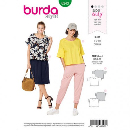 Burda 6243 Shirt van viscose, katoen of zijde