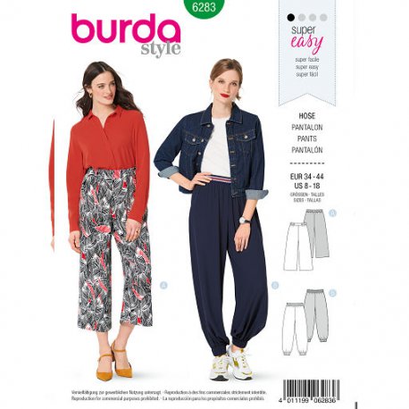 Burda 6283 broeken van crepe, katoen of viscose