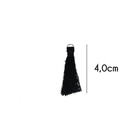 Kwastje glans met ring 4,0cm lang  79732 zwart 000
