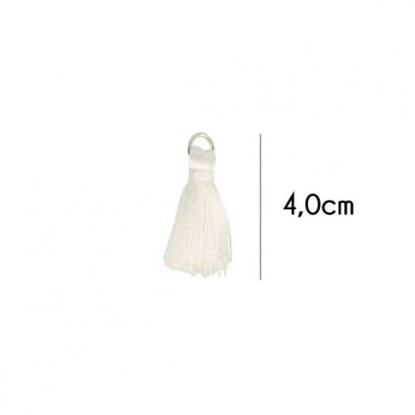 Kwastje glans met ring 4,0cm lang  79748 wit 009