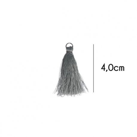 Kwastje glans met ring 4,0cm lang  79740 lichtgrijs 016