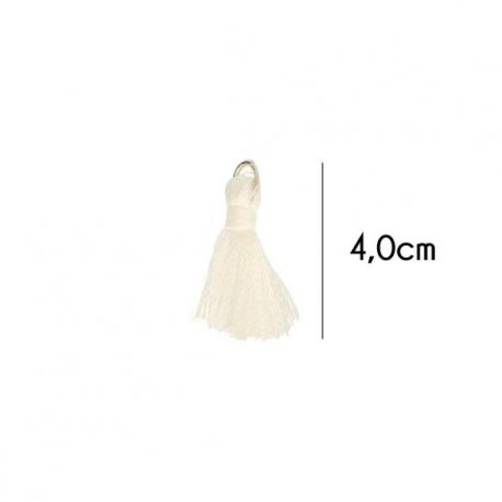Kwastje glans met ring 4,0cm lang  79750 ecru 089