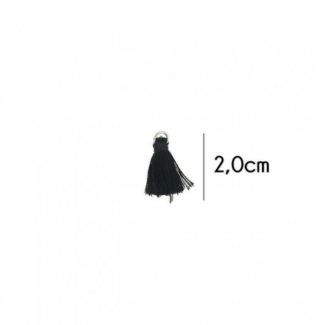 Kwastje glans met ring 2,0cm lang  79753 zwart 000