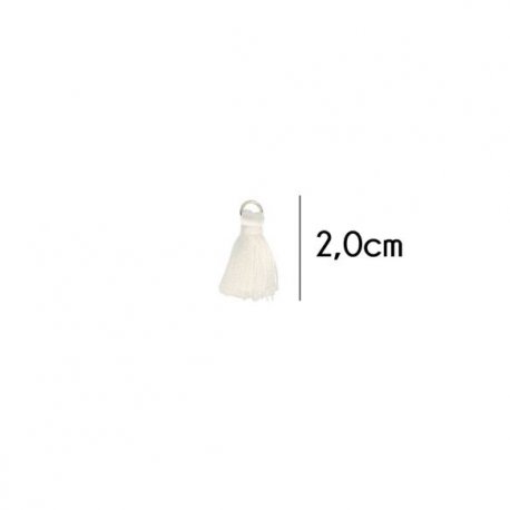 Kwastje glans met ring 2,0cm lang  79769 wit 009