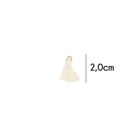 Kwastje glans met ring 2,0cm lang  79771 ecru 089