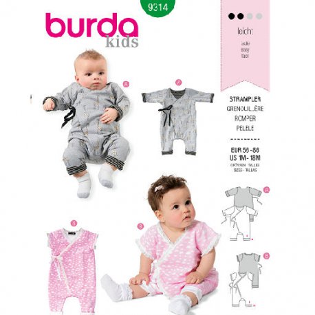Burda 9314 Rompers van tricot/jersey