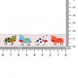 GEWEVEN BAND KOEIEN 16MM 65882-01 Groen, Roze, Wit