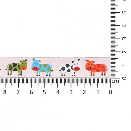 GEWEVEN BAND KOEIEN 16MM 65882-01 Groen, Roze, Wit
