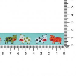 GEWEVEN BAND KOEIEN 16MM 65882-01 Groen, Roze, Wit