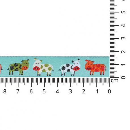 GEWEVEN BAND KOEIEN 16MM 65882-01 Groen, Roze, Wit