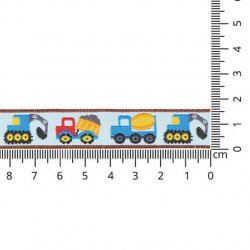 GEWEVEN BAND TRUCKS 16MM 65877-01 Rood, Blauw, Geel