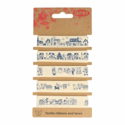 BAND 5x1mtr HOME 15MM breed 60886 Blauw Ecru