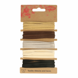 BAND 5x1mtr Suede 3mm ecru bruin zwart