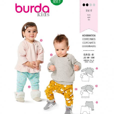 Burda 9312 Combinaties van jogging, tricot, Jersey