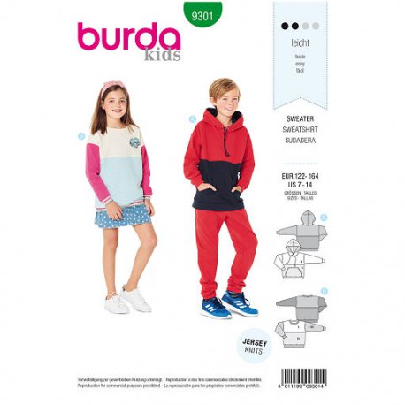 Burda 9301 Sweaters van jogging
