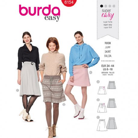 Burda 6154 Rokken van Tricot Jersey of Jogging