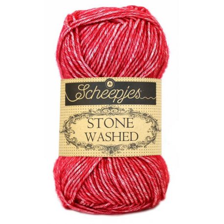 Stone Washed. Pendikte 3-3,5 mm. Kleur 807. Red Jasper. Scheepjeswol.